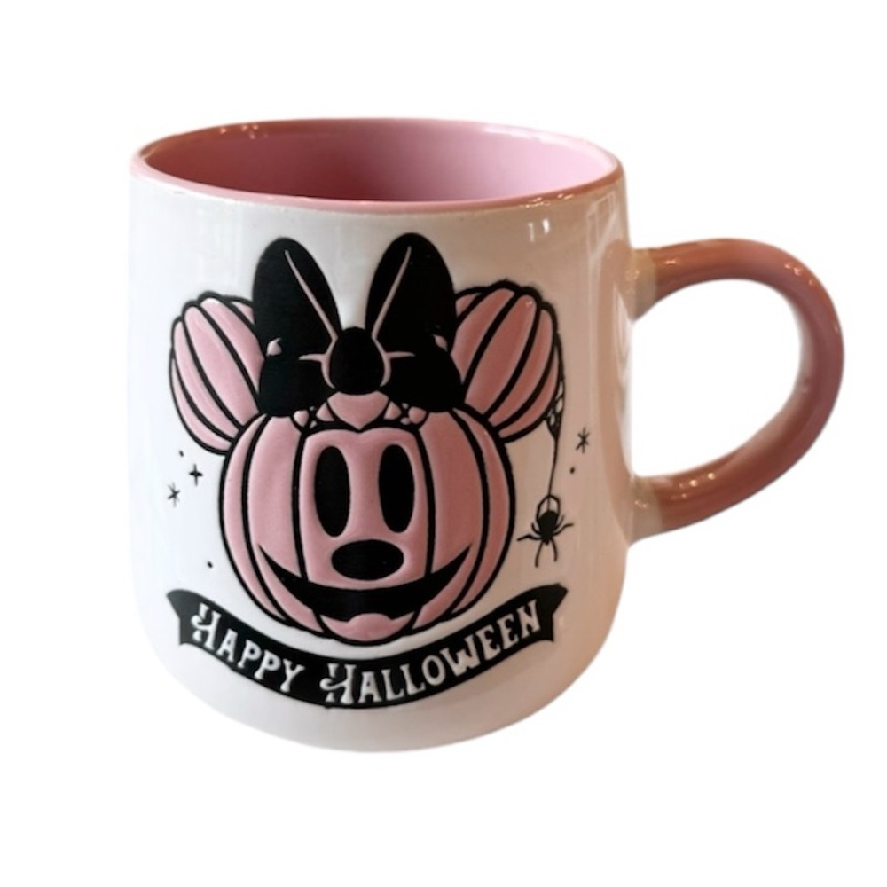 PINK MINNIE MOUSE Pumpkin Spooky Happy Halloween Disney Mug NEW